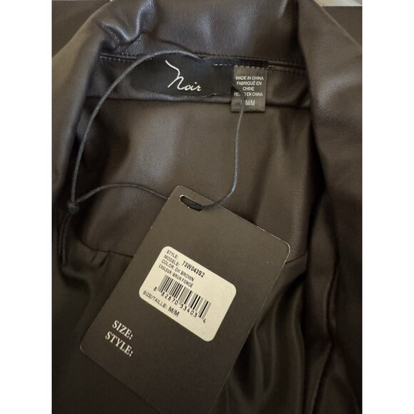 NOIR Suit Jacket Blazer M Medium Dark Chocolate Brown Vegan Leather NEW - Picture 14 of 14